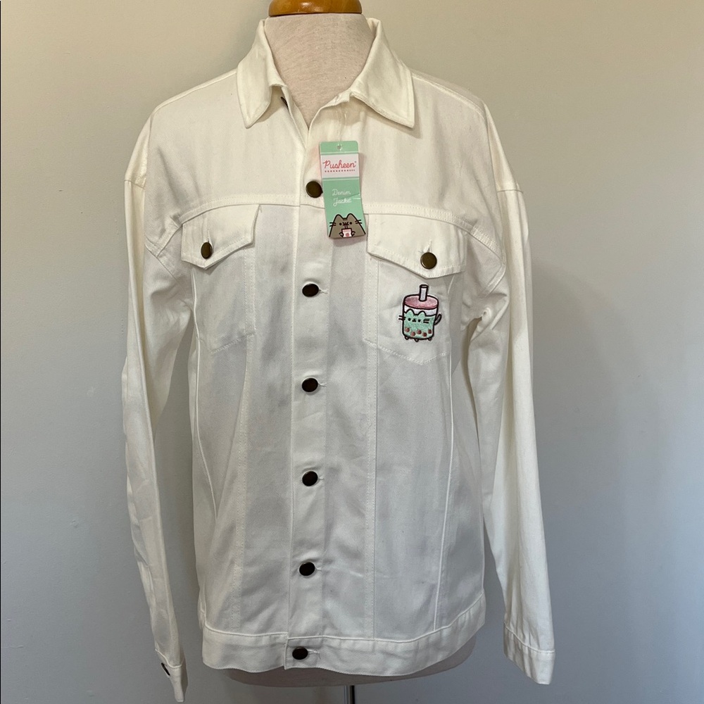 Pusheen Jean Jacket Bobasheen Strawberry Milk NWT  Culturefly 2023 Medium White